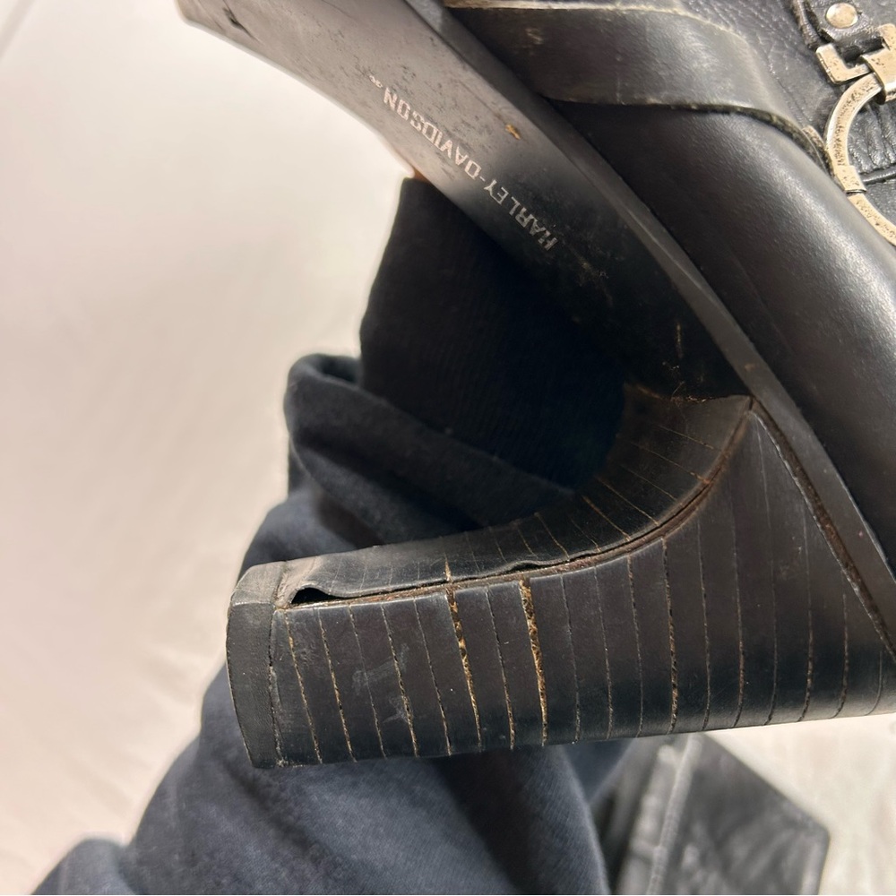 Harley-Davidson Black Heeled Leather Boots - Picture 7 of 9